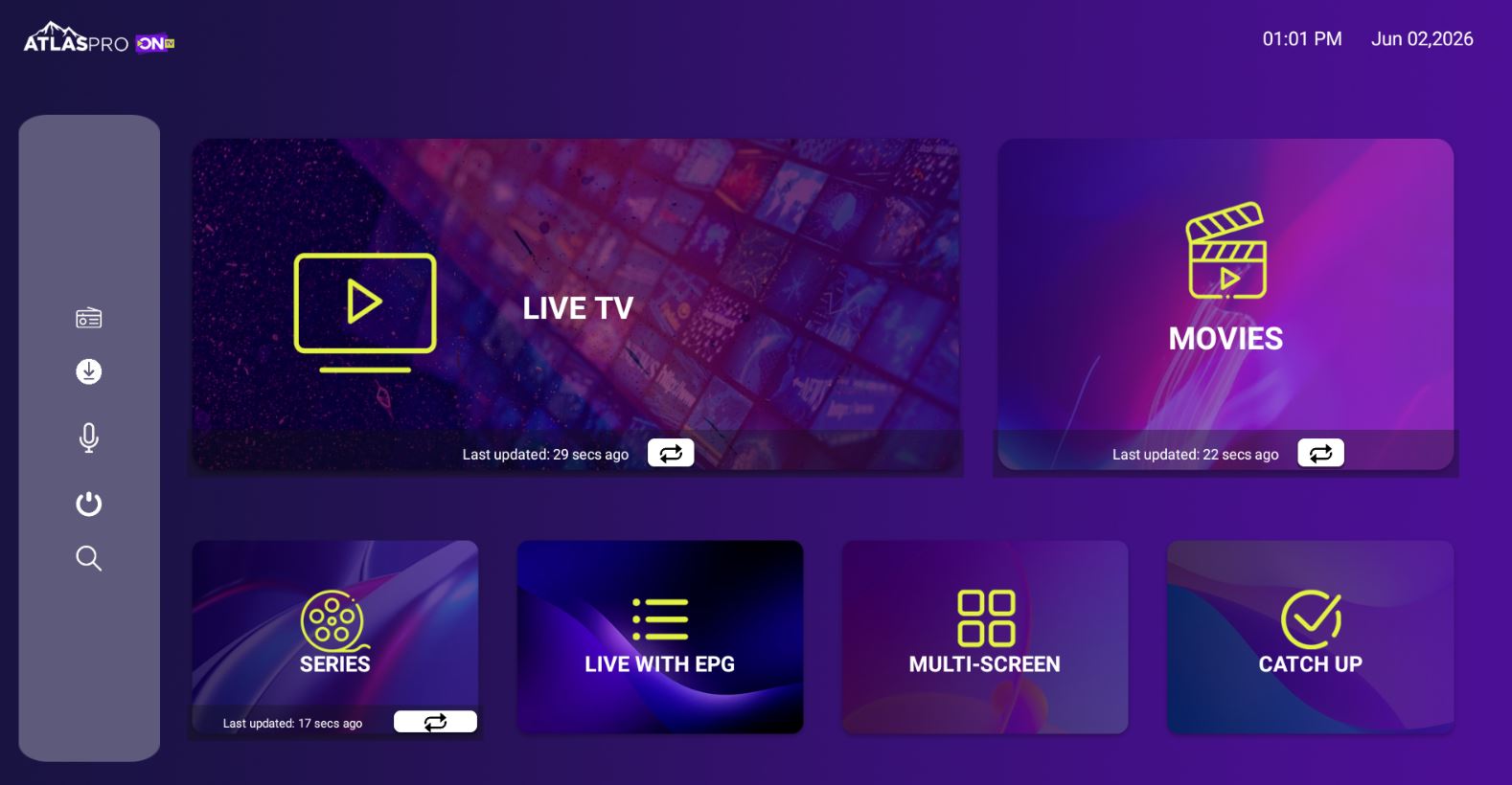 Interface de télévision en streaming moderne sur Smart TV